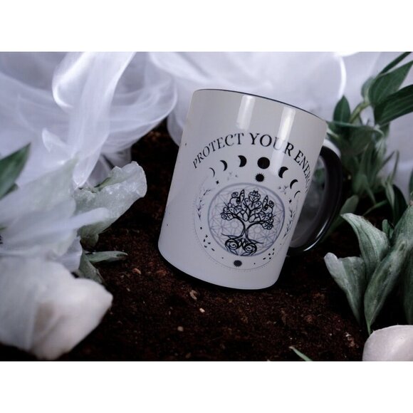 Protect Your Energy Mug Witchy Moon Phases Tree of Life Magical Gift - Picture 3 of 12